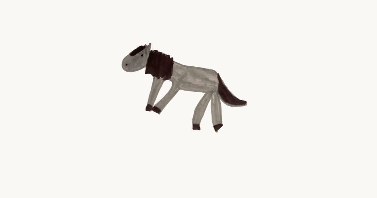 Child's marker drawing of a horse (background removed by Scribbly)